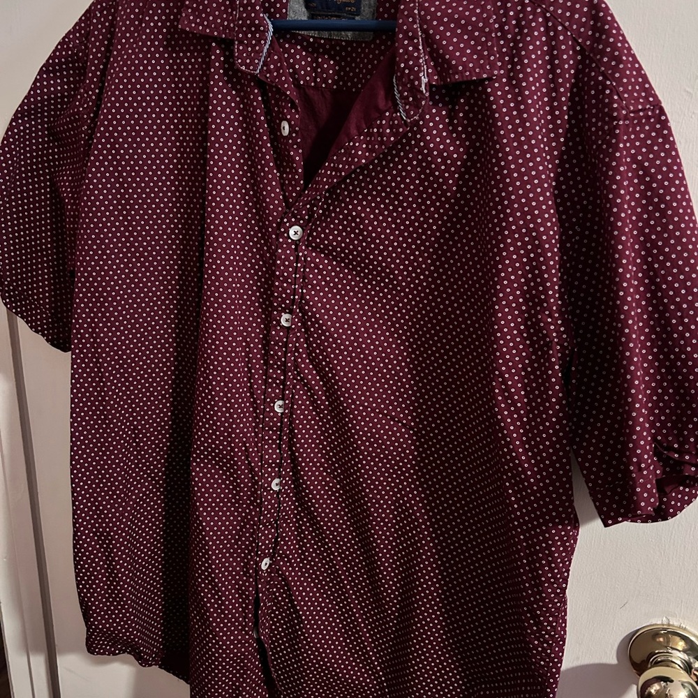 Men's Burgundy Polka Dot Shirt